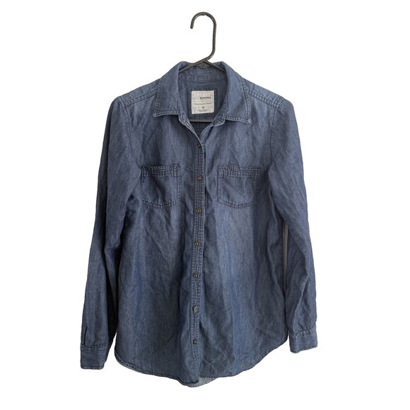 Sonoma The Everyday Denim Shirt Women Size S Long Sleeve Front Pockets Button Up - Picture 1 of 7